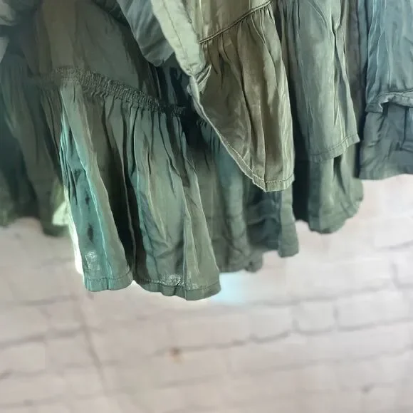 Aerie Sweet N’ Silky Tiered Mini Skirt Olive Green NWT - Picture 8 of 13